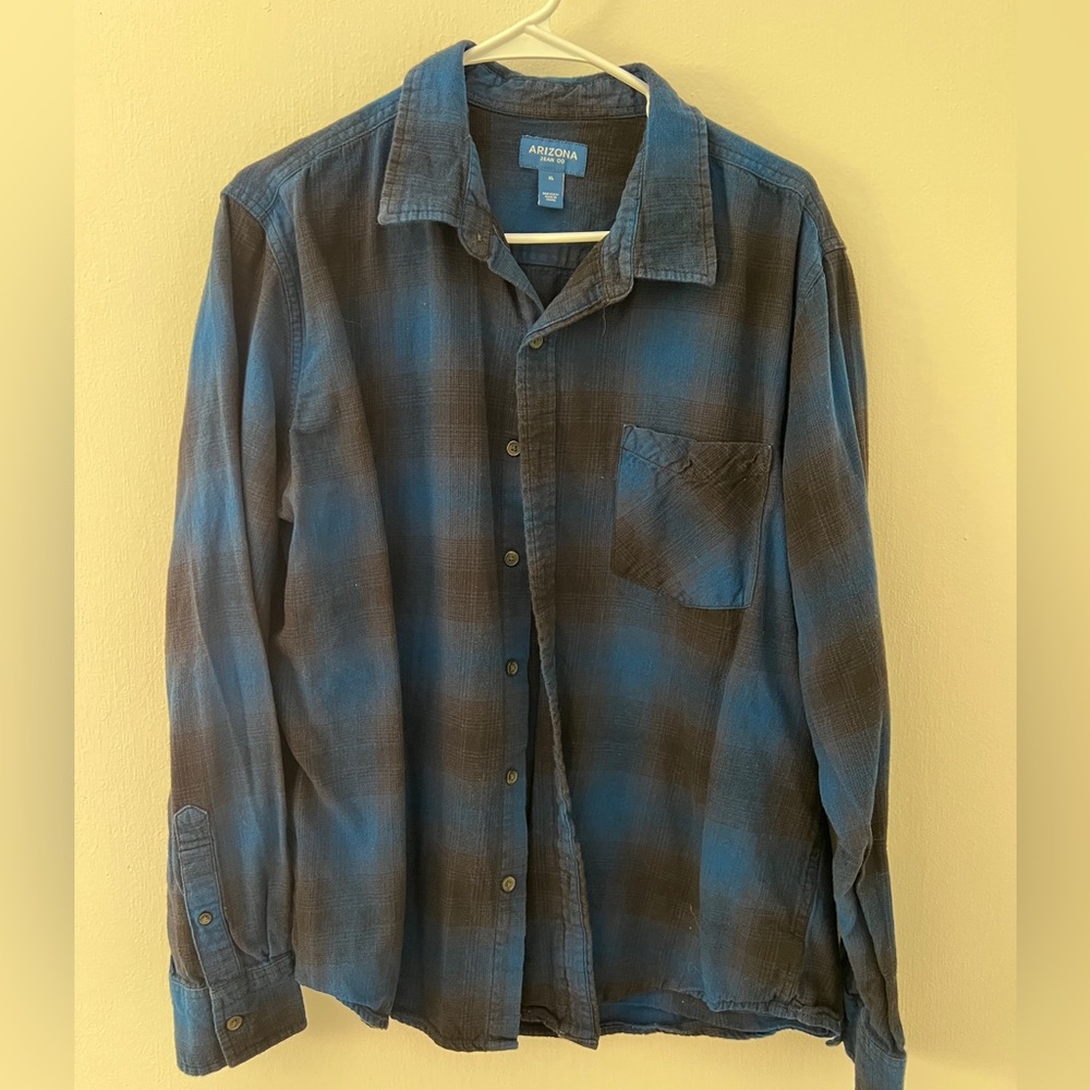 Arizona Jean Company Flannel Men's Casual Blue and Black Shirt